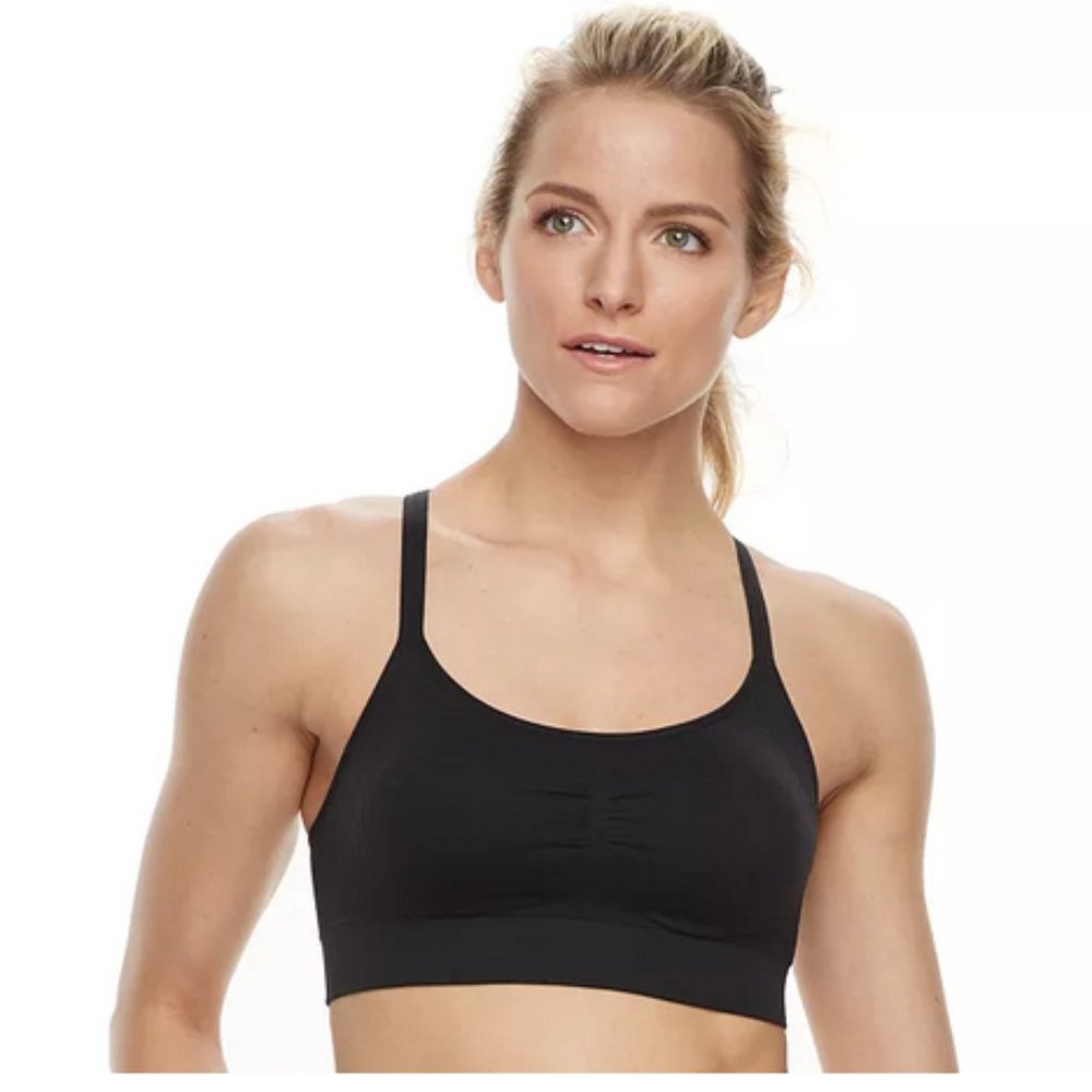 Tek Gear® NWT Black Seamless Low-Impact Sports Bra Size XLarge
